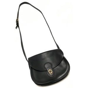 Vintage Coach Black Leather Prairie Cross Body Bag